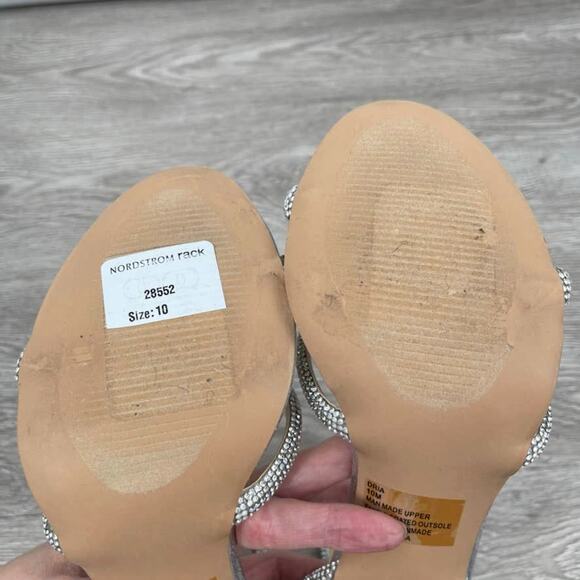 LAUREN LORRAINE Dria Silver Embellished Formal Ankle Strap Stiletto Heel- Sz 10 - Picture 10 of 11